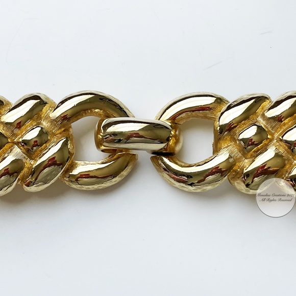 Accessocraft NYC Belt Buckle Large Gold Metal Braid 8in Long Vintage 80s - Picture 3 of 7